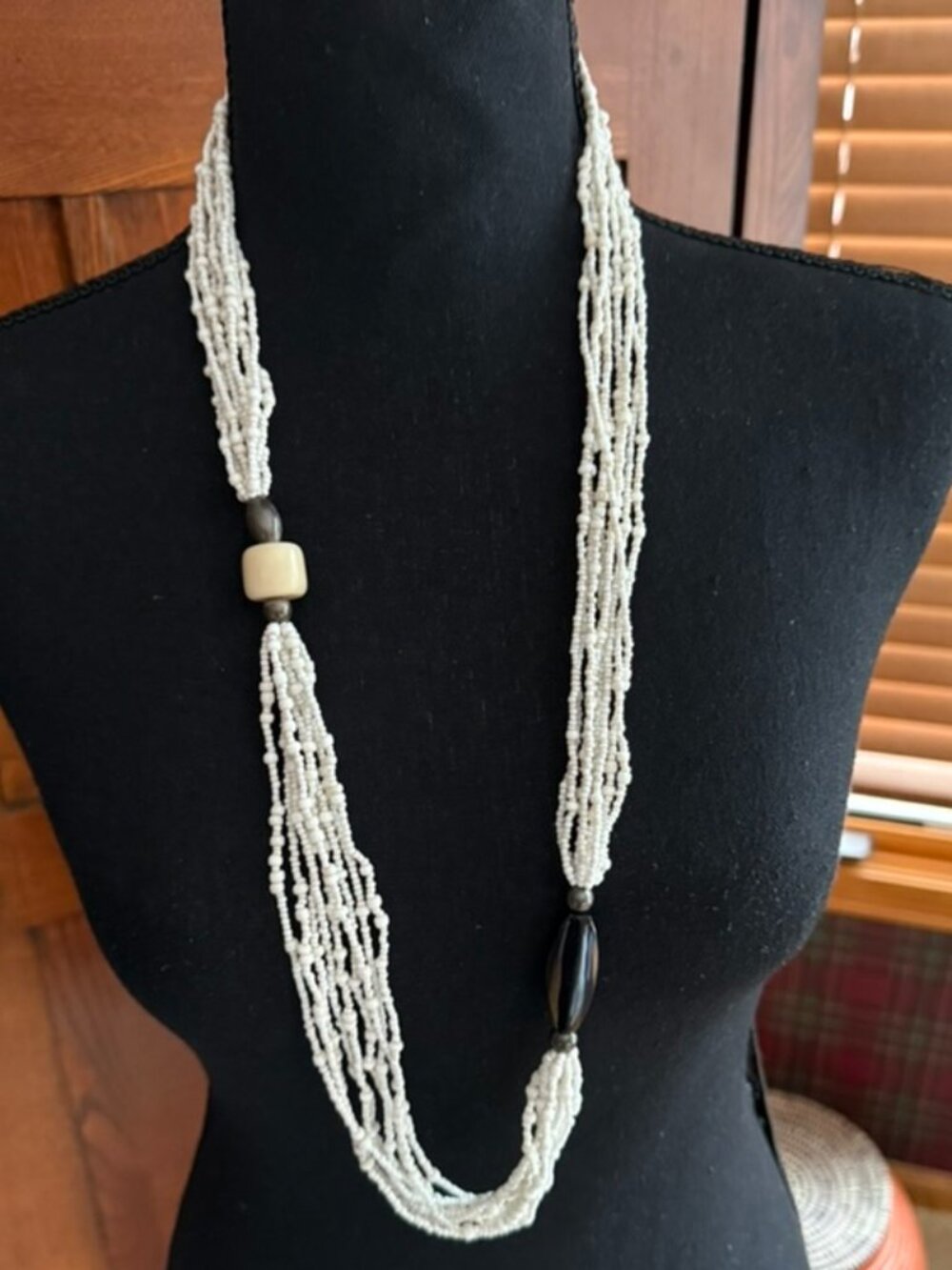Silpada Multi-Strand White Seed Bead Long Necklace